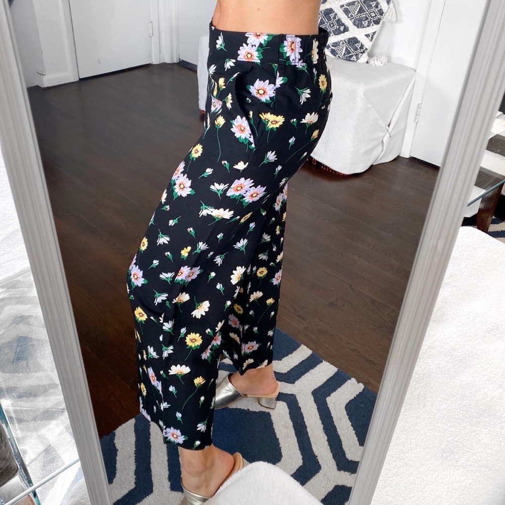 πΌ LOFT BLACK FLORAL LINEN BLEND WIDE LEG PANTS! - Picture 4 of 12